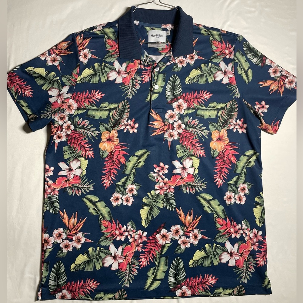 Goodfellow Men's Standard Navy blue Polo Floral Print XL